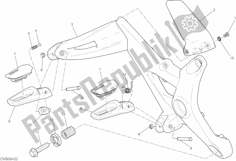 Todas las partes para Reposapiés, Derecha de Ducati Monster 821 Dark USA 2015